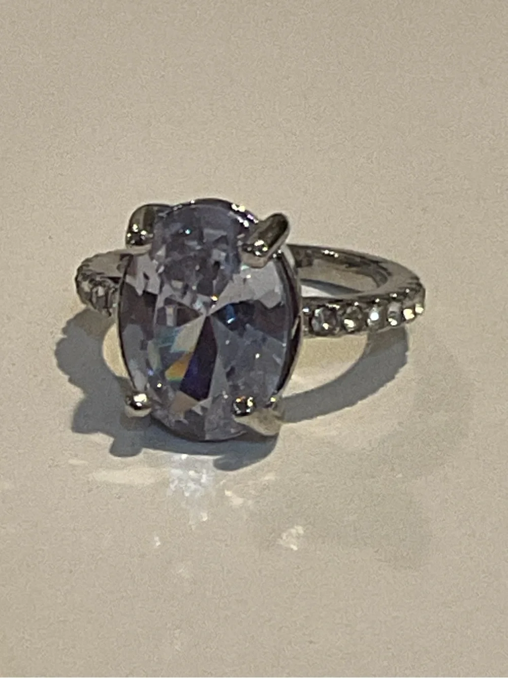 Classic Oval White Crystal Solitaire Ring - Women's Jewelry